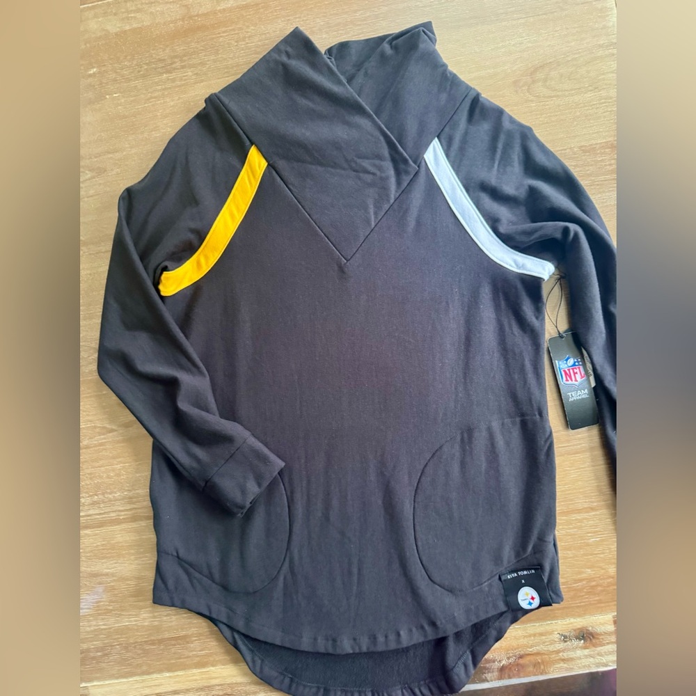 New Women's KIYA TOMLIN Pittsburgh Steelers Raglan Pullover Sweatshirt